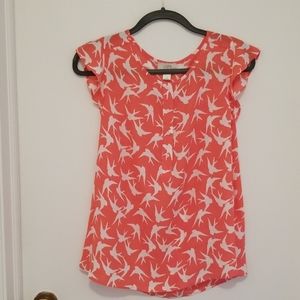Ann Taylor Loft Sleeveless Blouse w/Dove Pattern